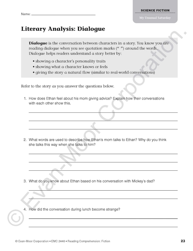 Aperçu du contenu 5_Reading Comprehension: Fiction, Grade 6 Teacher Resource