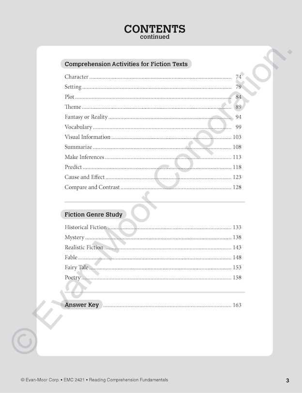 Aperçu du contenu 2_Reading Comprehension Fundamentals, Grade 1 Teacher Resource