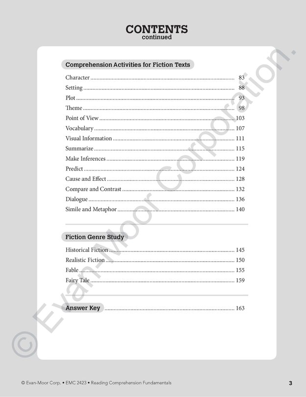 Aperçu du contenu 2_Reading Comprehension Fundamentals, Grade 3 Teacher Resource