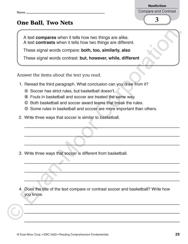 Aperçu du contenu 4_Reading Comprehension Fundamentals, Grade 3 Teacher Resource