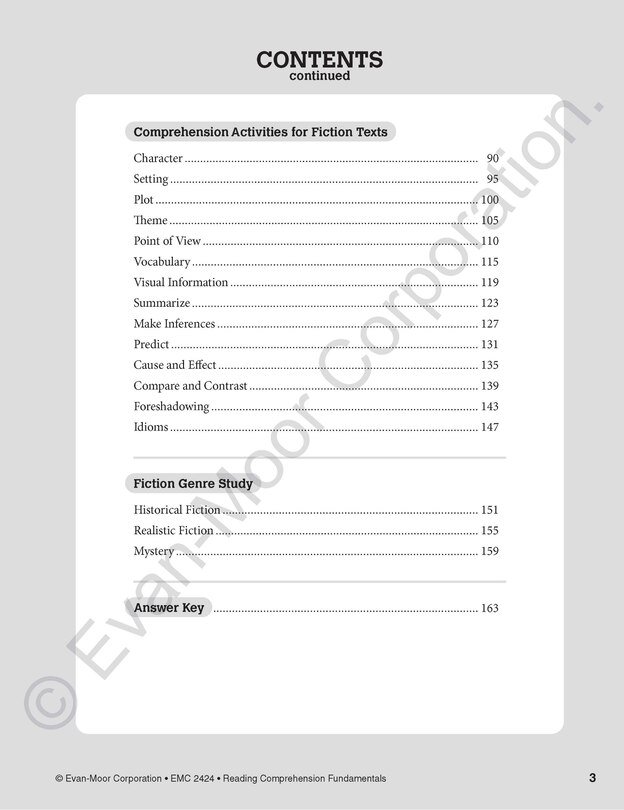 Aperçu du contenu 2_Reading Comprehension Fundamentals, Grade 4 Teacher Resource