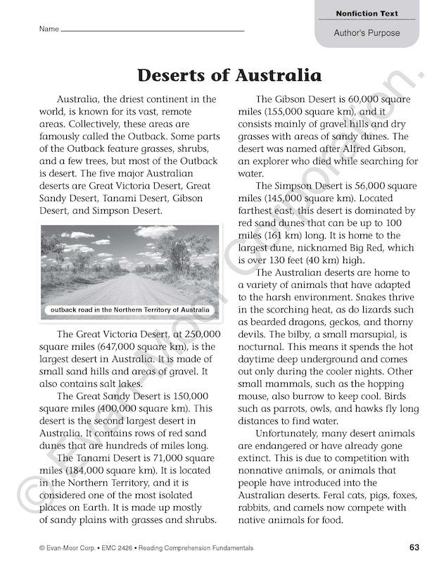 Sample content 3_Reading Comprehension Fundamentals, Grade 6 Teacher Resource