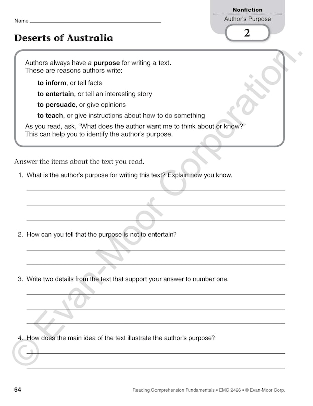 Sample content 4_Reading Comprehension Fundamentals, Grade 6 Teacher Resource