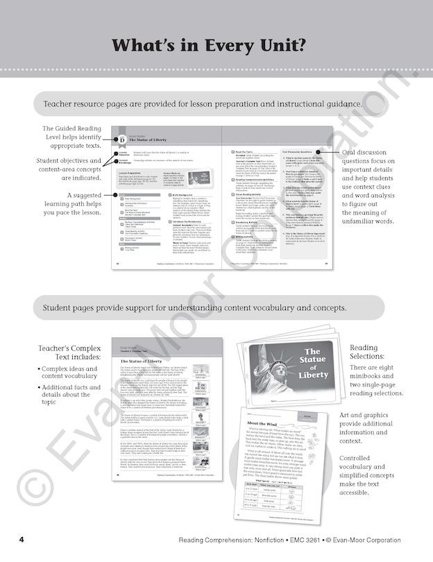 Aperçu du contenu_Reading Comprehension: Nonfiction, Grade 1 Teacher Resource