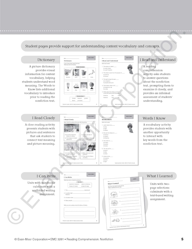 Aperçu du contenu 2_Reading Comprehension: Nonfiction, Grade 1 Teacher Resource