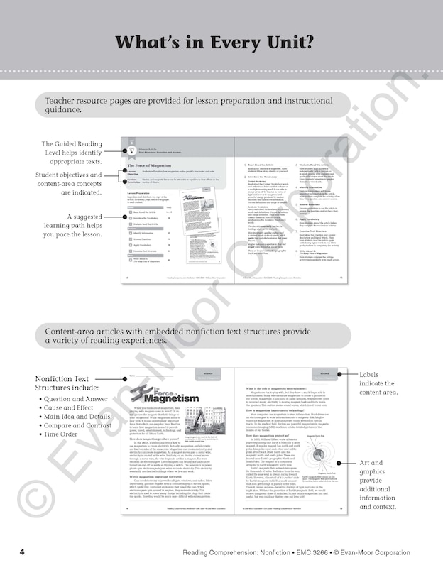 Aperçu du contenu_Reading Comprehension: Nonfiction, Grade 6 Teacher Resource