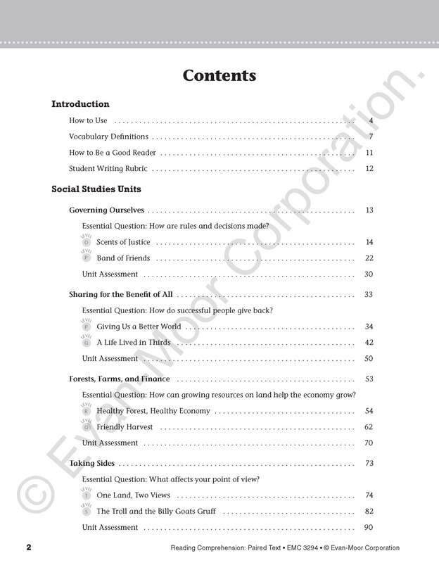 Aperçu du contenu_Reading Comprehension: Paired Text, Grade 4 Teacher Resource