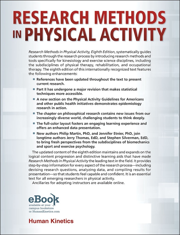 Couverture arri&egrave;re_Research Methods In Physical Activity