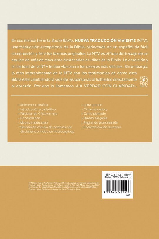 Back cover_Santa Biblia NTV, Edición de referencia ultrafina, letra grande (SentiPiel, Azul, Letra Roja)