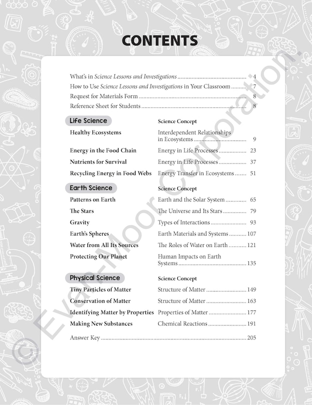 Sample content_Science Lessons and Investigations, Grade 5 Teacher Resource