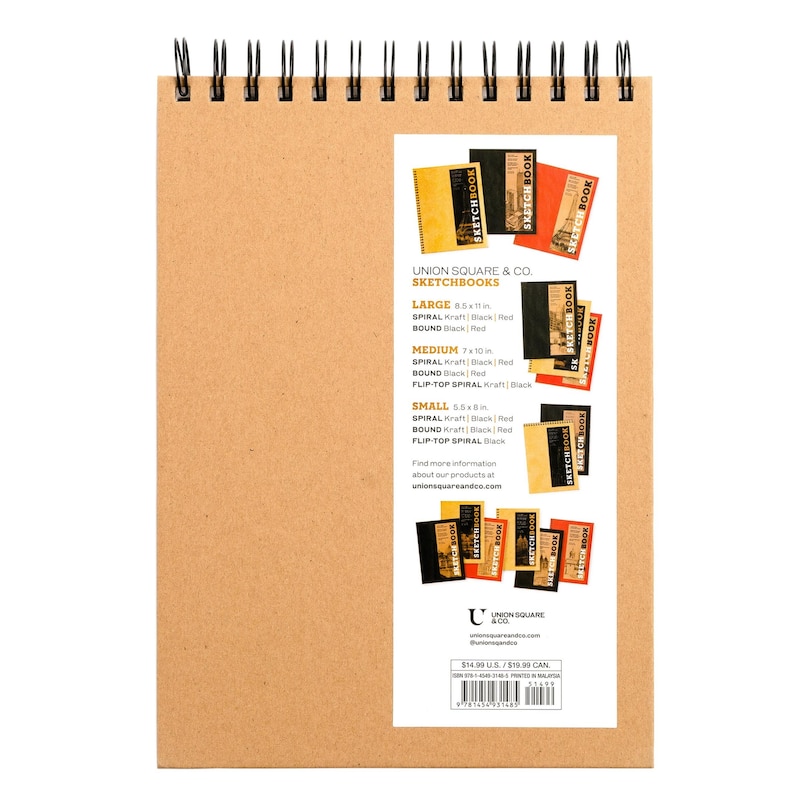 Couverture arrière_Sketchbook 7 x 10 Fliptop Landscape Kraft Spiral Hardcover Mixed Media Sketchbook for Drawing