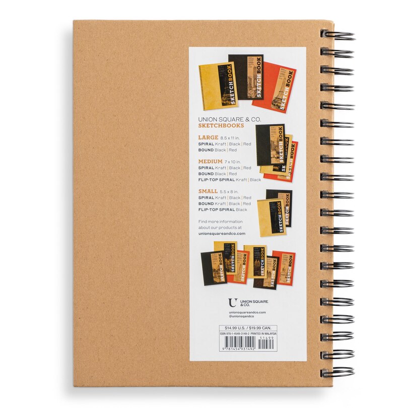 Back cover_Sketchbook 7 x 10 Kraft Spiral Hardcover Mixed Media Sketchbook for Drawing