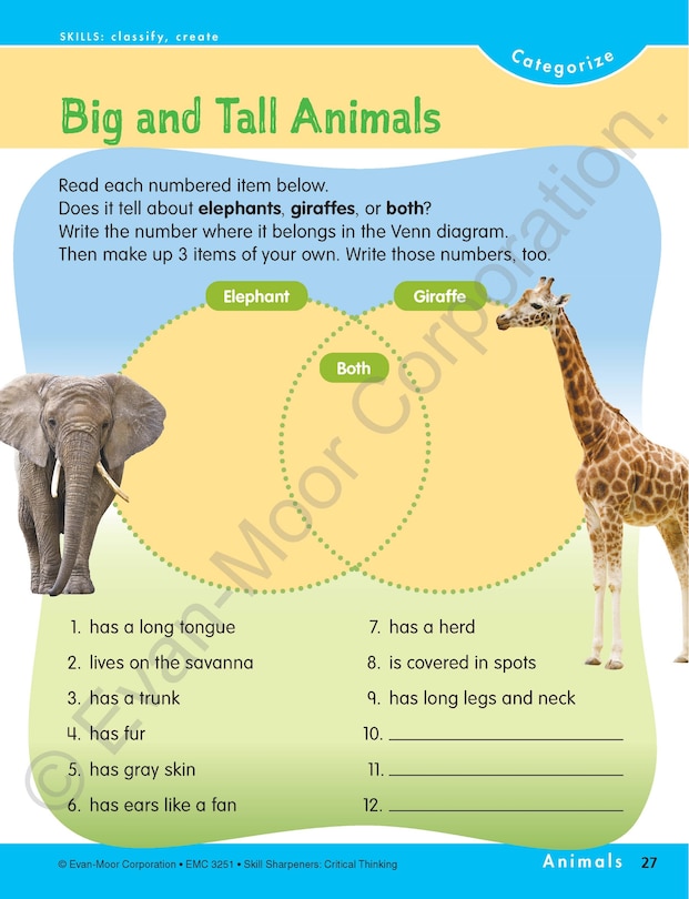 Aperçu du contenu_Skill Sharpeners: Critical Thinking, Grade 1 Workbook
