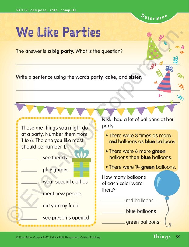 Sample content_Skill Sharpeners: Critical Thinking, Grade 3 Workbook