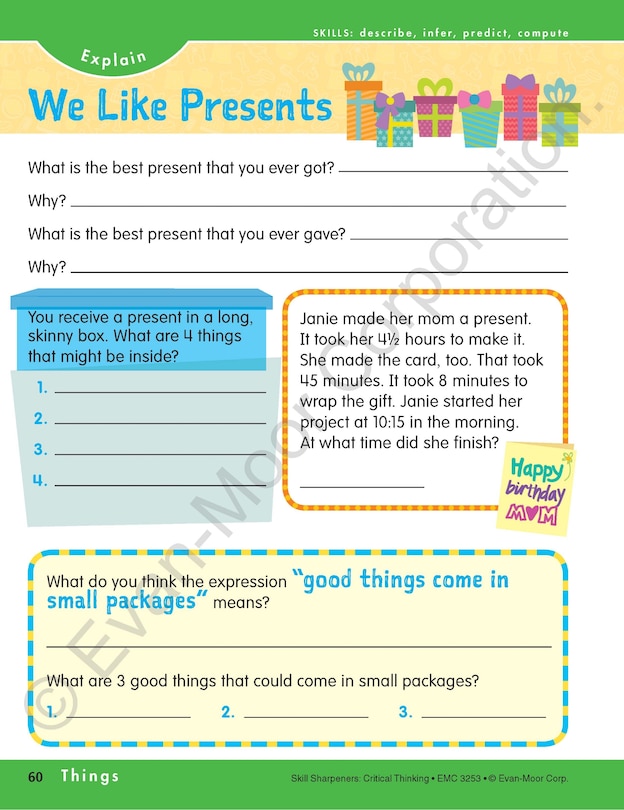 Sample content 2_Skill Sharpeners: Critical Thinking, Grade 3 Workbook