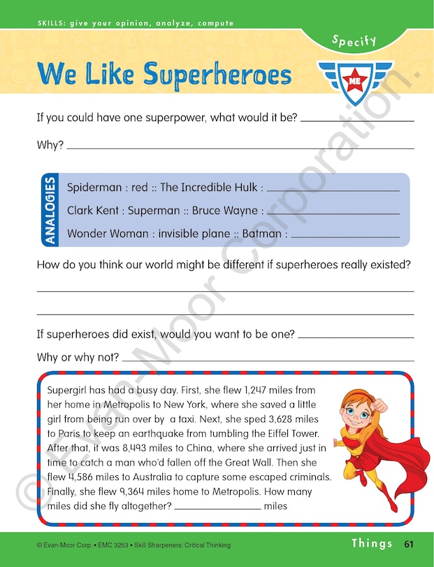 Sample content 3_Skill Sharpeners: Critical Thinking, Grade 3 Workbook