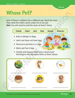 Sample content 5_Skill Sharpeners: Critical Thinking, Grade 3 Workbook