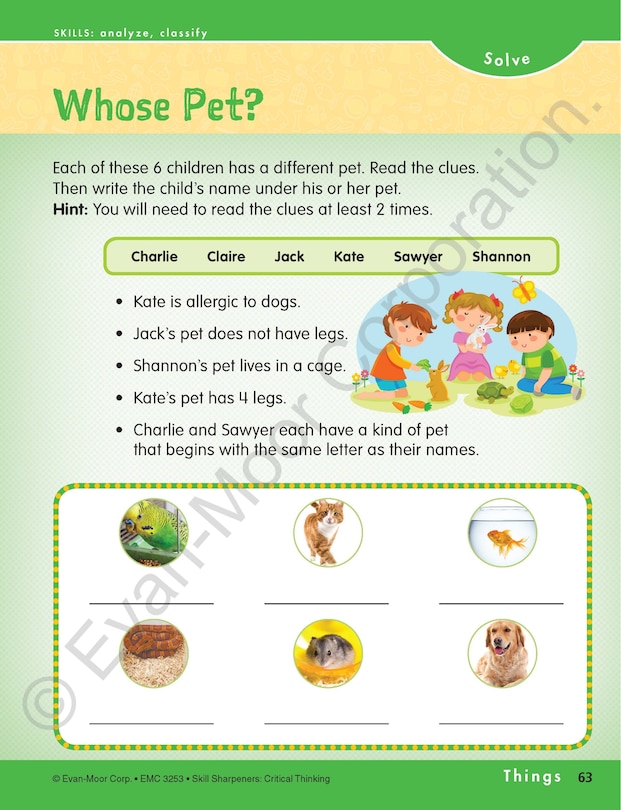 Sample content 5_Skill Sharpeners: Critical Thinking, Grade 3 Workbook