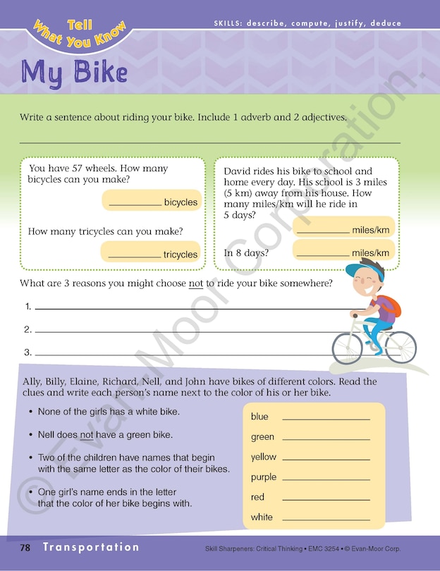 Aperçu du contenu_Skill Sharpeners: Critical Thinking, Grade 4 Workbook