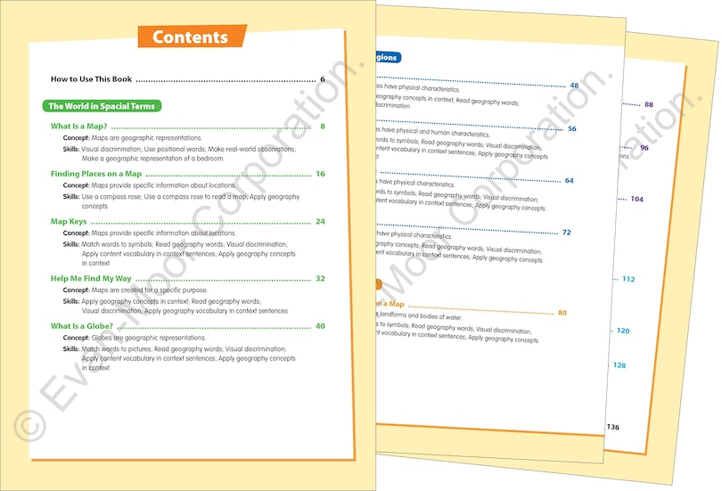 Aperçu du contenu_Skill Sharpeners: Geography, Grade 1 Workbook