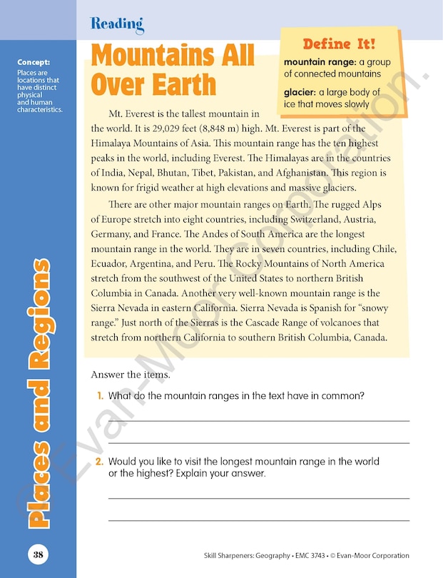 Sample content 2_Skill Sharpeners: Geography, Grade 3 Workbook