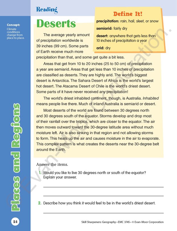 Sample content 2_Skill Sharpeners: Geography, Grade 5 Workbook