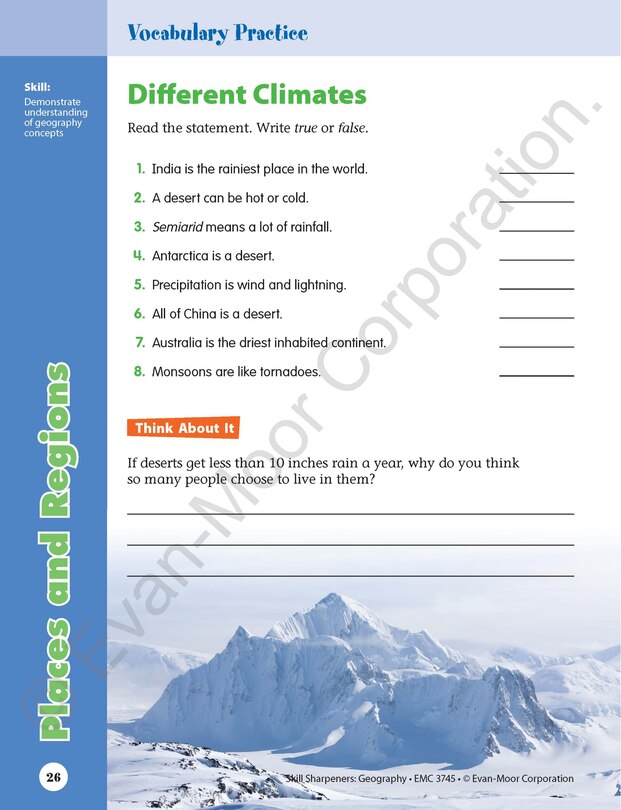 Sample content 4_Skill Sharpeners: Geography, Grade 5 Workbook
