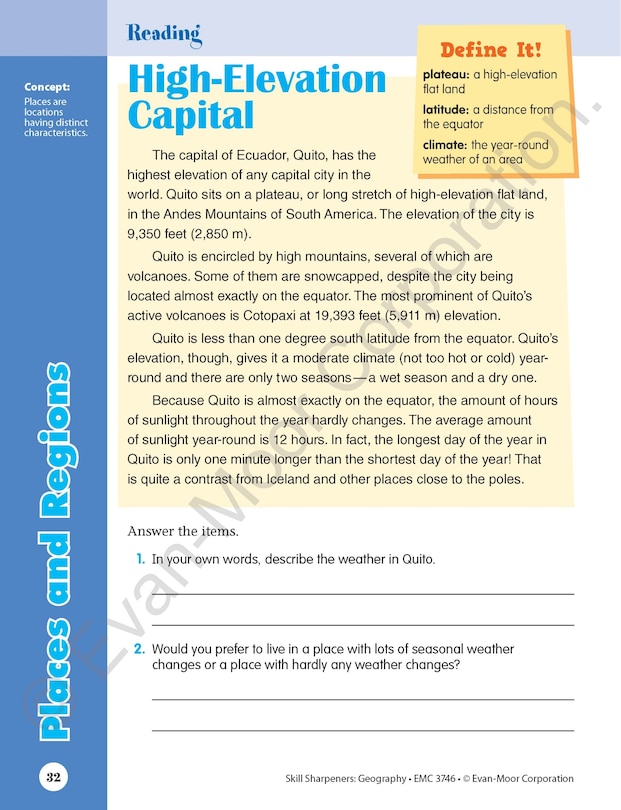 Sample content 3_Skill Sharpeners: Geography, Grade 6 Workbook