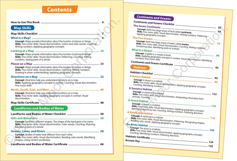 Sample content_Skill Sharpeners: Geography, PreK Workbook