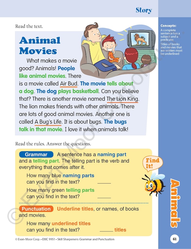 Sample content 2_Skill Sharpeners: Grammar & Punctuation, Grade 1 Workbook