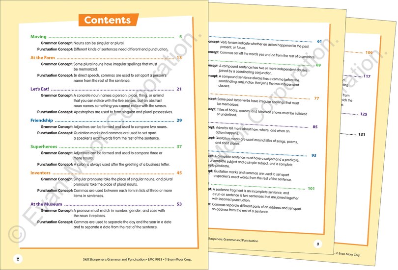 Aperçu du contenu_Skill Sharpeners: Grammar & Punctuation, Grade 3 Workbook