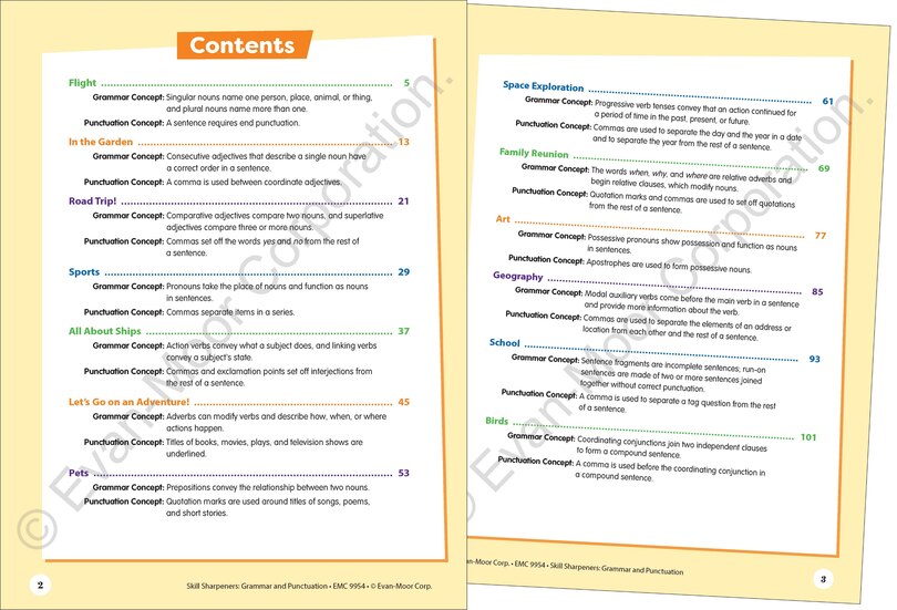 Aperçu du contenu_Skill Sharpeners: Grammar & Punctuation, Grade 4 Workbook