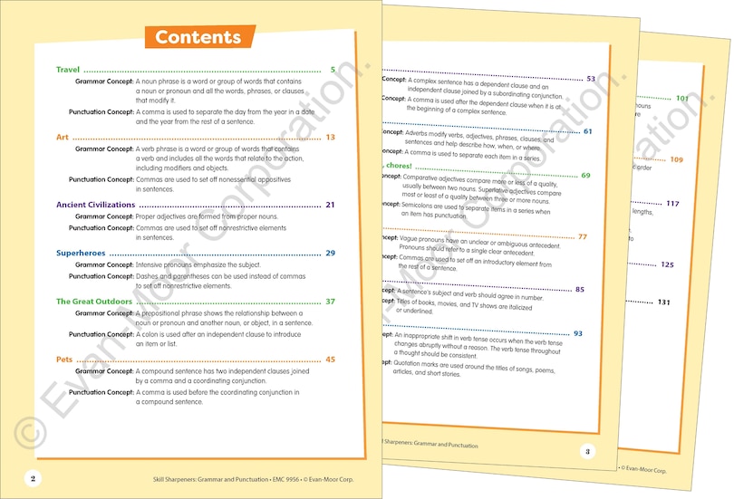Aperçu du contenu_Skill Sharpeners: Grammar & Punctuation, Grade 6 Workbook