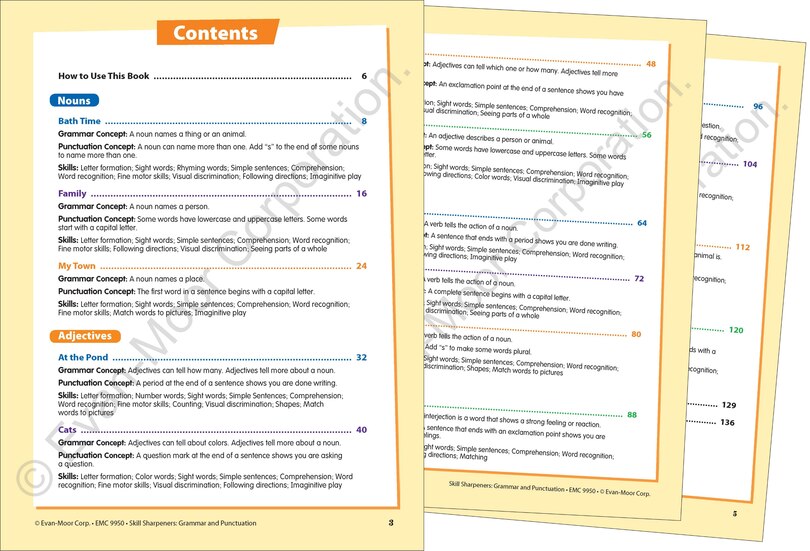 Aperçu du contenu_Skill Sharpeners: Grammar & Punctuation, Kindergarten Workbook