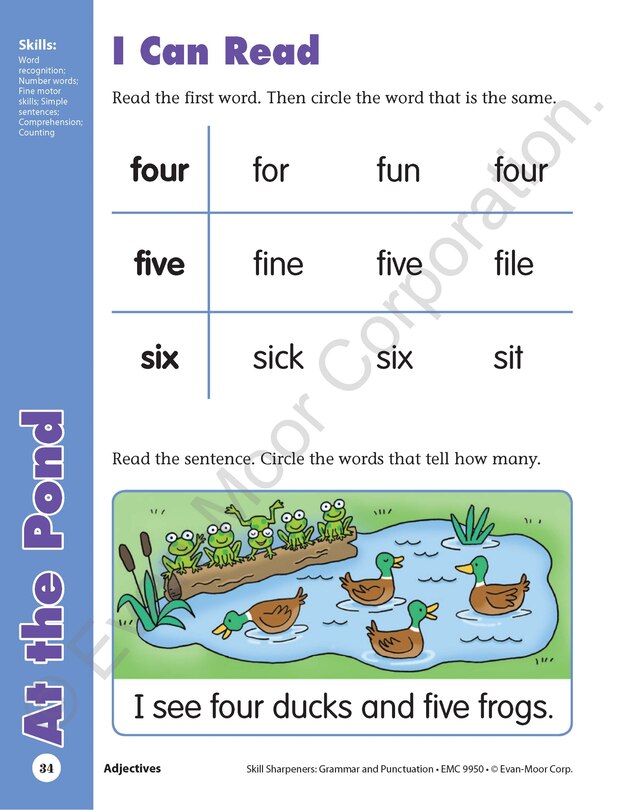 Aperçu du contenu 4_Skill Sharpeners: Grammar & Punctuation, Kindergarten Workbook
