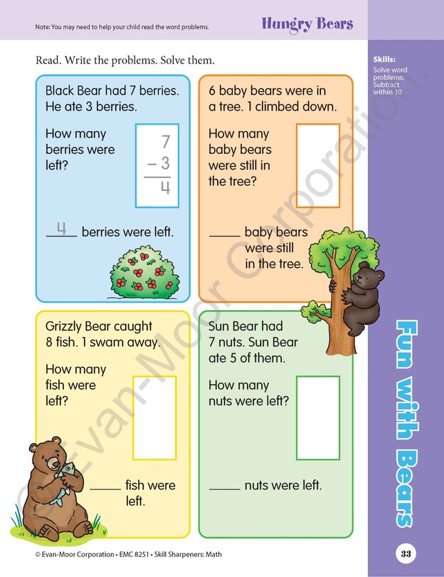 Sample content 3_Skill Sharpeners: Math, Grade 1 Workbook