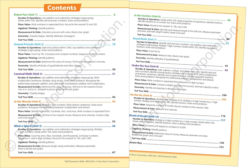 Sample content_Skill Sharpeners: Math, Grade 3 Workbook