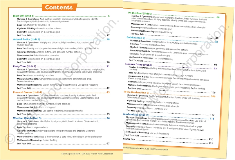 Sample content_Skill Sharpeners: Math, Grade 5 Workbook