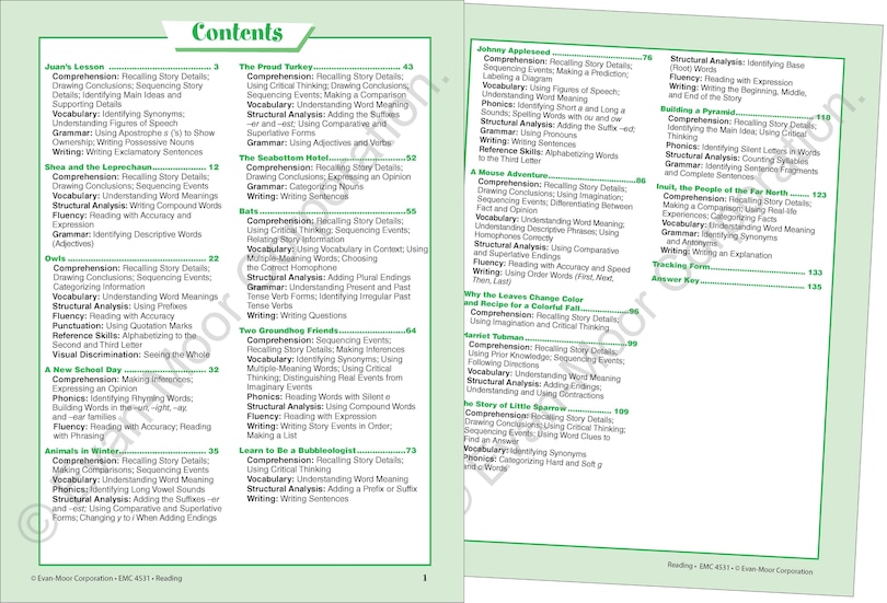 Sample content_Skill Sharpeners: Reading, Grade 3 Workbook