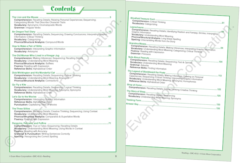 Sample content_Skill Sharpeners: Reading, Grade 4 Workbook