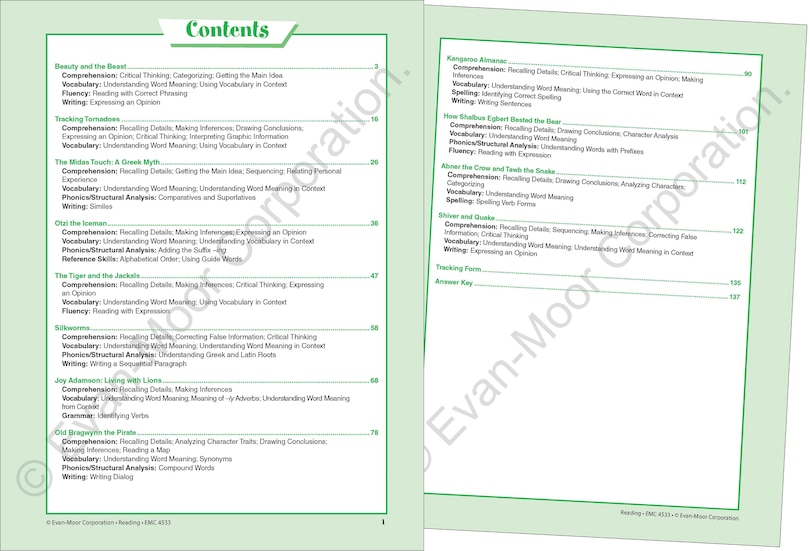 Sample content_Skill Sharpeners: Reading, Grade 5 Workbook