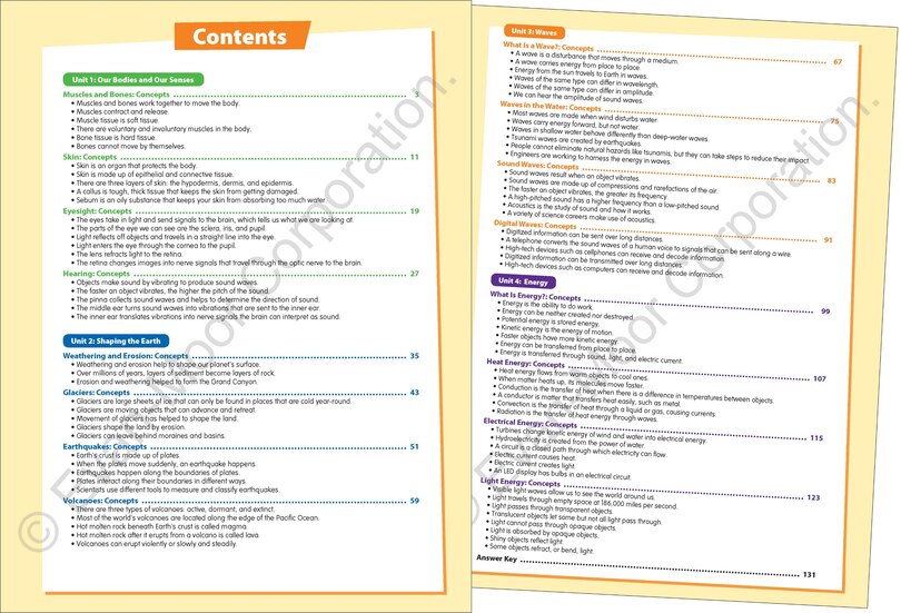 Aperçu du contenu_Skill Sharpeners: Science, Grade 4 Workbook