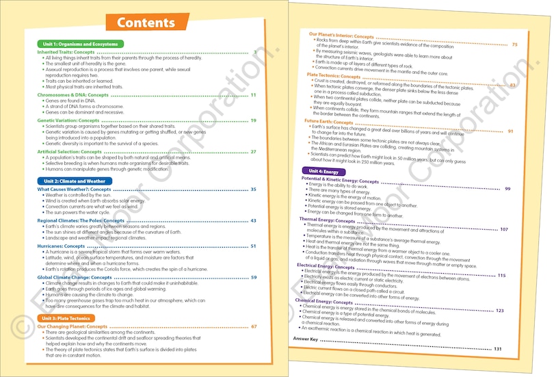 Aperçu du contenu_Skill Sharpeners: Science, Grade 6 Workbook