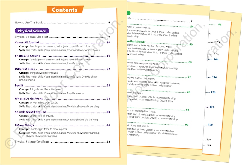 Sample content_Skill Sharpeners: Science, PreK Workbook