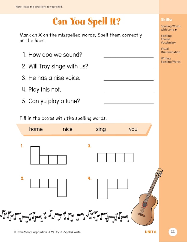 Sample content 4_Skill Sharpeners: Spell & Write, Grade 1 Workbook