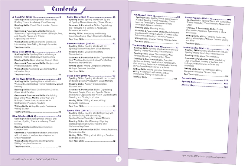 Aperçu du contenu_Skill Sharpeners: Spell & Write, Grade 2 Workbook