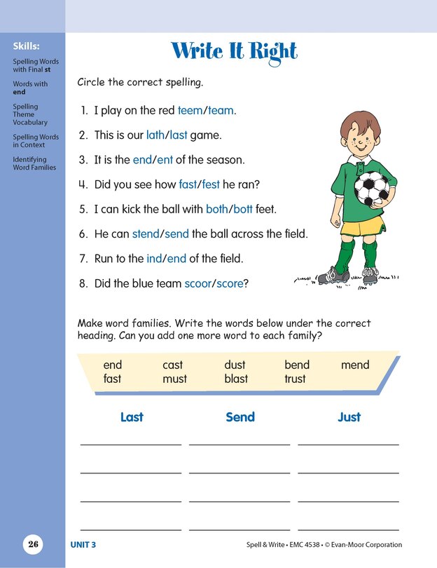 Aperçu du contenu 4_Skill Sharpeners: Spell & Write, Grade 2 Workbook