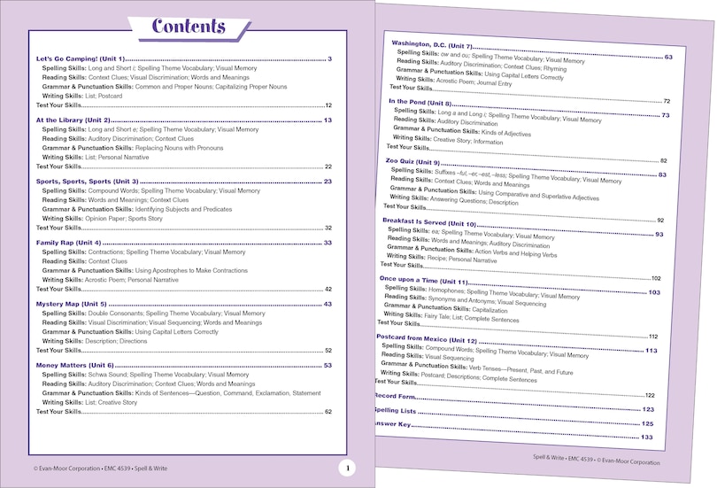 Aperçu du contenu_Skill Sharpeners: Spell & Write, Grade 3 Workbook
