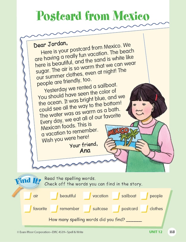 Aperçu du contenu 2_Skill Sharpeners: Spell & Write, Grade 3 Workbook