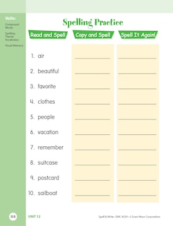 Aperçu du contenu 3_Skill Sharpeners: Spell & Write, Grade 3 Workbook